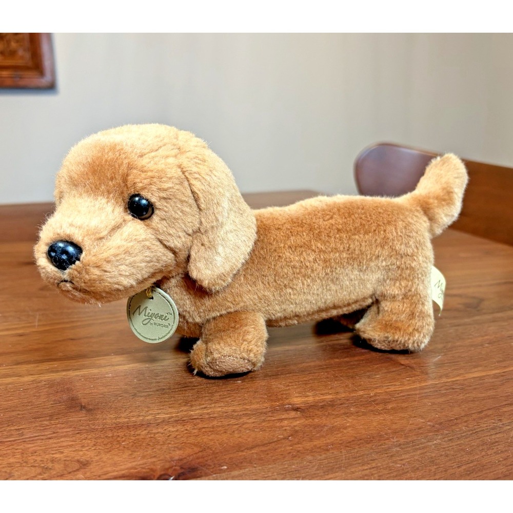 Miyoni Dachshund Brown Puppy Plush Stuffed Animal Weiner Dog 10" Beanie Aurora
